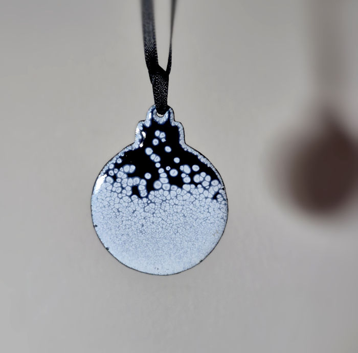 Black and White Copper and Enamel Bauble Decoration