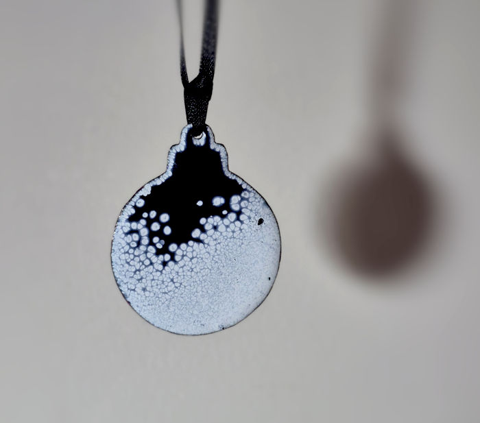 Black and White Copper and Enamel Bauble Decoration - Image 2
