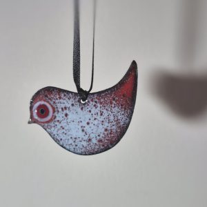Red Copper & Enamel Bird Decoration 4